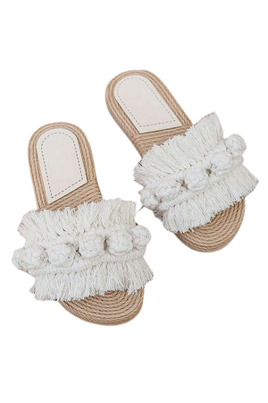 Fringe Braided Slipper Sandals – Micas