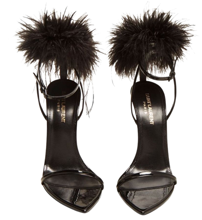 saint laurent mansour feather-embellished sandals