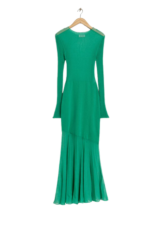 Semi-Sheer Ribbed Dress - Bright Green - Maxi dresses - & Other Stories US
