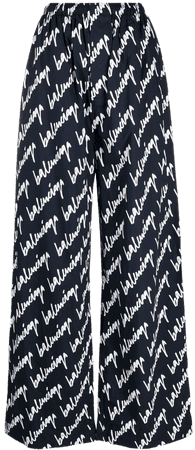 Balenciaga logo-print Wide Trousers - Farfetch