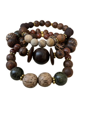 Natural Wood Bracelet Set