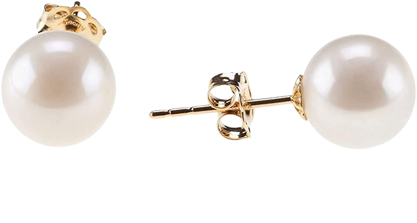 Amazon.com: PAVOI 18K Yellow Gold Plated Sterling Silver Round Stud White Simulated Shell Pearl Earrings - 6mm: Clothing, Shoes & Jewelry