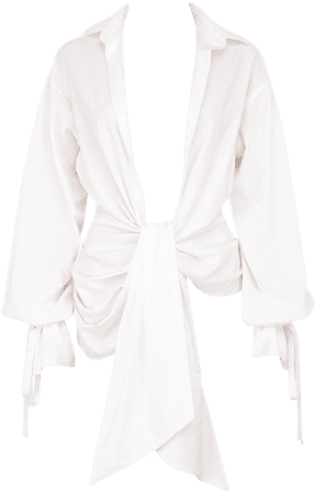 Clothing : Tops : 'Paige' White Draped Cotton Shirt