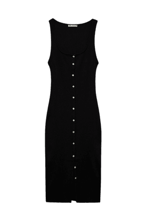 RIBBED DRESS WITH BUTTONS - Black | ZARA United States