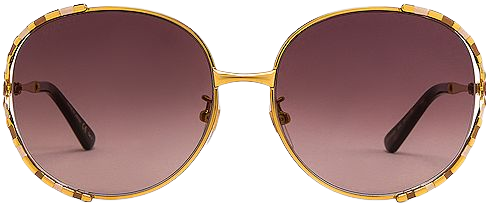 Gucci Round in Shiny Yellow Gold & Brown | REVOLVE