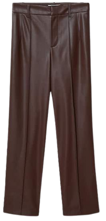 Leather-effect straight trousers - Women | Mango USA