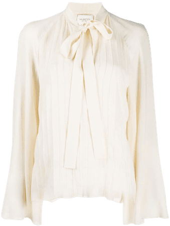 Shop Giambattista Valli pussy-bow shift silk blouse with Express Delivery - Farfetch