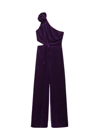 Maxi-flower velvet jumpsuit - Women | Mango USA