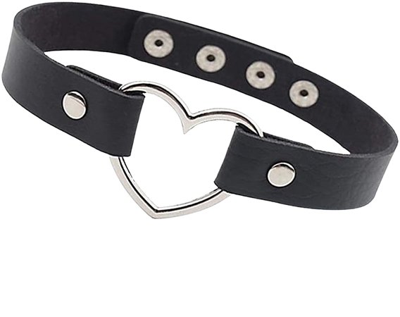 Amazon.com: Love Heart PU Leather Choker Necklace Goth Choker Collar Chain Black: Clothing, Shoes & Jewelry