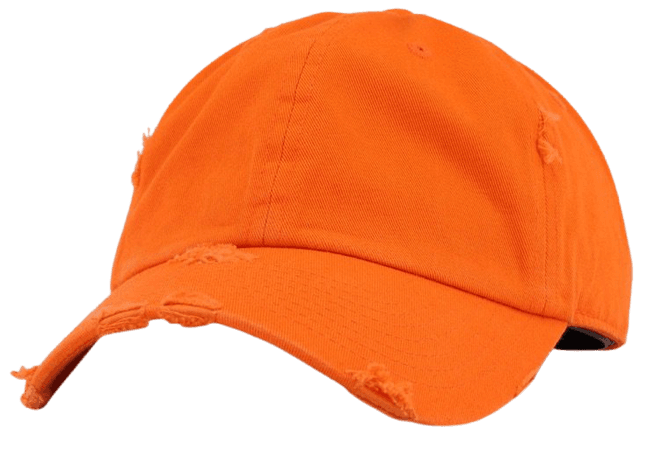 Neon orange distressed cap