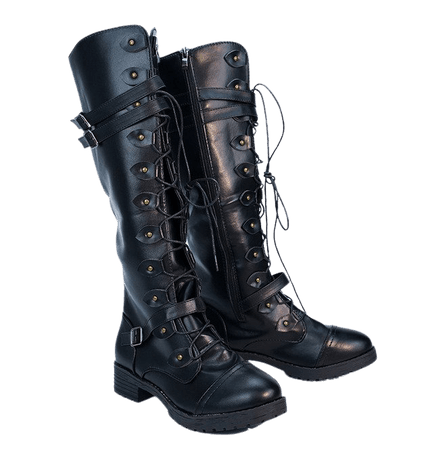 Knee High Lace up Steampunk Retro Women's Buckle Boots | RebelsMarket
