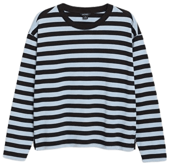 Soft long-sleeve top - Black and blue stripes - Tops - Monki WW