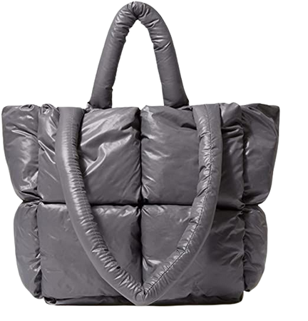 Large Quilted Padded Puffer Tote | Grey