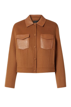 Leather-trimmed Wool And Cashmere-blend Jacket - Camel
