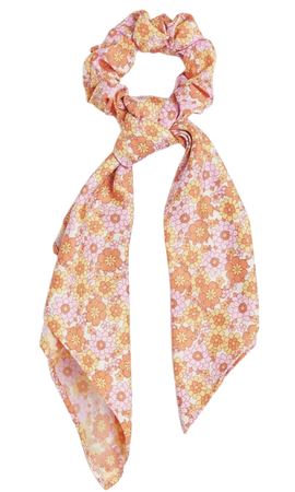 floral orange pink yellow hair scarf