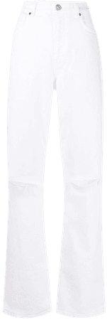 Shop white Etro distressed straight-leg jeans with Express Delivery - Farfetch
