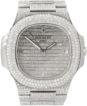 Patek Philippe 5711 All Diamond Watch 18 Karat in Stock For Sale at 1stDibs