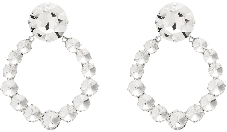 Alessandra Rich Silver Plated Crystal Hoop Earrings - Farfetch