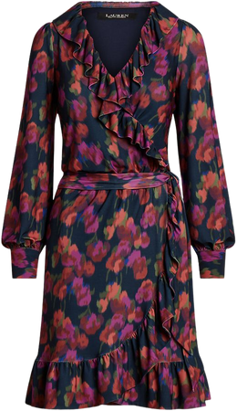 Floral Ruffle-Trim Jersey Dress