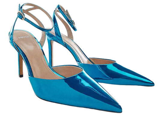 blue metallic court heels