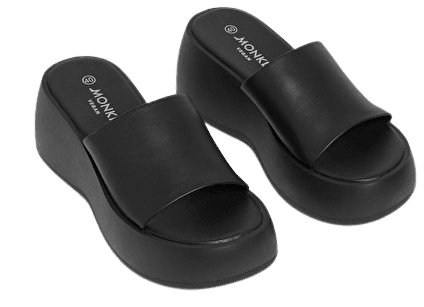 Chunky black platform sandals - Black - Monki WW