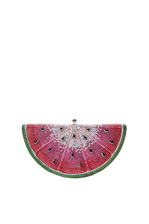 Slice Watermelon Crystal-embellished Silver-tone Clutch - Pink