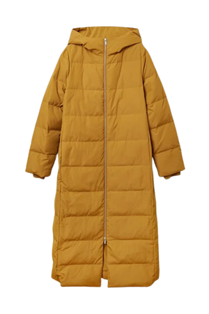 LONG HOODED PUFFER COAT - Yellow - Coats - COS WW