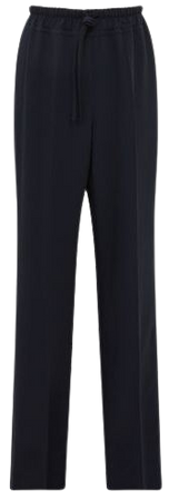 Reiss Navy Hailey Regular Wide Leg Pull On Trousers | REISS USA
