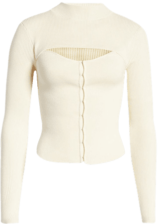 Open Edit Cutout Detail Cotton Blend Corset Sweater | Nordstrom