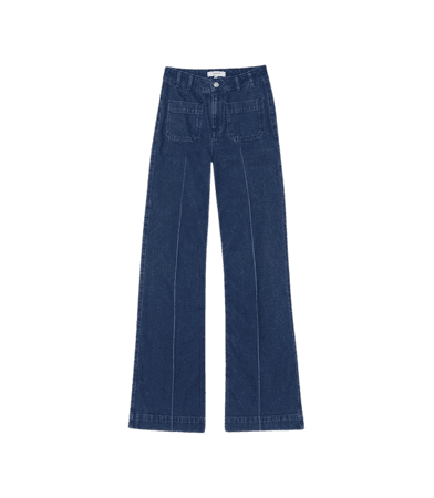 Isa Mid Blue High Rise Flared Jeans – REISS