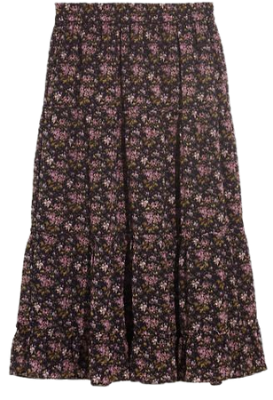 Crinkle Georgette Tiered Maxi Skirt in Blurred Blooms