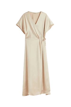 Satin wrap dress - Light beige - Ladies | H&M US