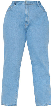 PLTplus Light Blue Straight Leg Jeans | PrettyLittleThing USA