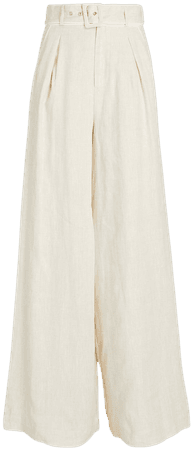 STAUD Eris Pleated Linen Wide-Leg Pants | INTERMIX®
