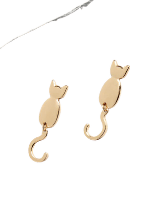 Kitty Cat Stud Earrings Gold | ModCloth