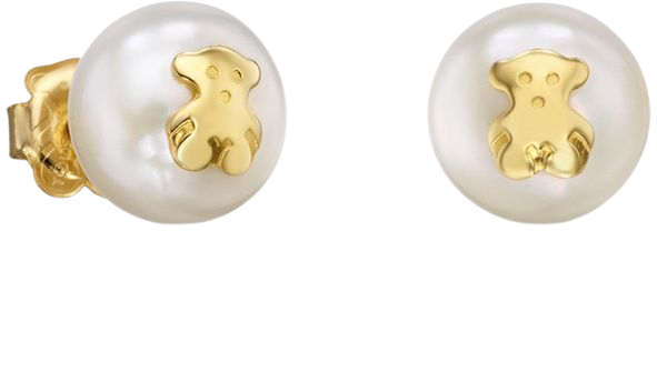Gold TOUS Bear Earrings with Pearl - TOUS
