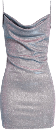 Jump Apparel Metallic Cowl Neck Minidress | Nordstrom