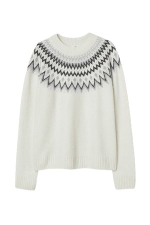 Jacquard-knit Sweater - White - Ladies | H&M US