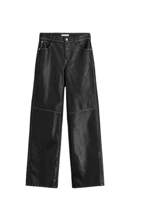 Distressed leather effect straight fit pants - New - Women | Bershka