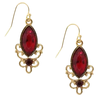 Gold-Tone Red Drop Earring