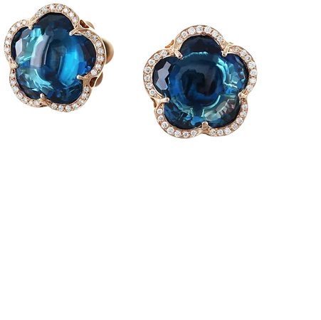 Pasquale Bruni 18K Rose Gold Bon Ton London Blue Topaz & Diamond Stud Earrings | Bloomingdale's