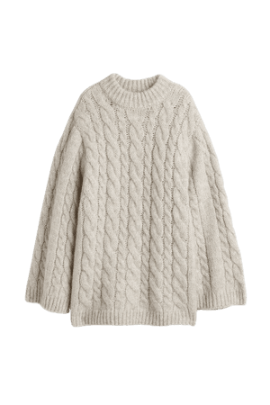 Wool-blend Cable-knit Sweater - Light beige - Ladies | H&M US