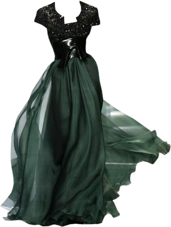 dress long black green
