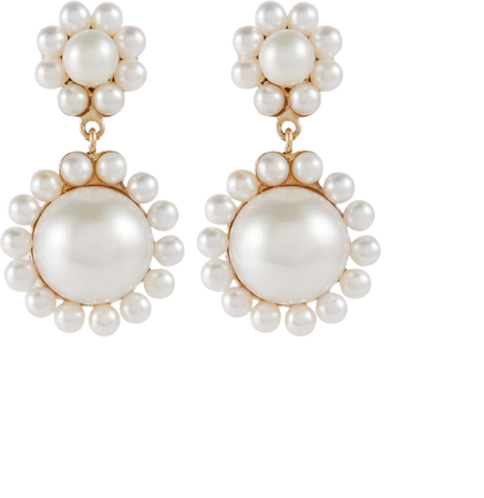 Deux Jeanne 14 Kt Yellow Gold Single Earring With Pearls in White - Sophie Bille Brahe | Mytheresa