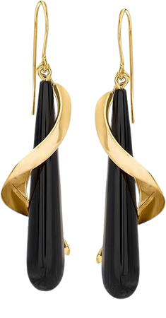 Amazon.com: Ross-Simons Elongated Black Onyx Teardrop Spiral Earrings in 14kt Yellow Gold: Clothing, Shoes & Jewelry