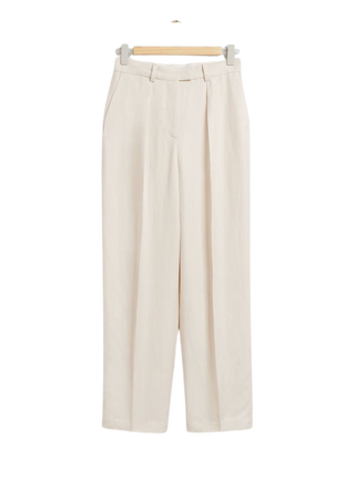 Relaxed Tailored Pleat Crease Trousers - Cream - & Other Stories WW