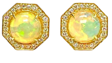 Goshwara Opal And Diamond Stud Earrings