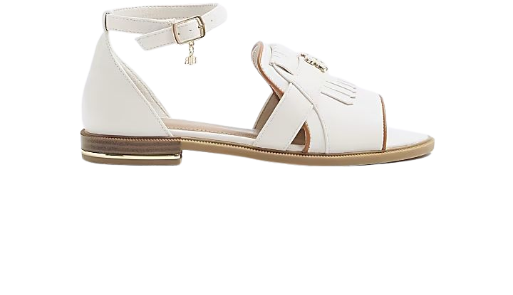 Cream wide fit peep toe flat sandals | River Island