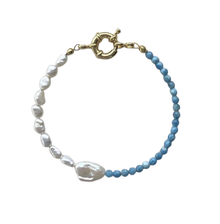 light blue bead and Pearl choker