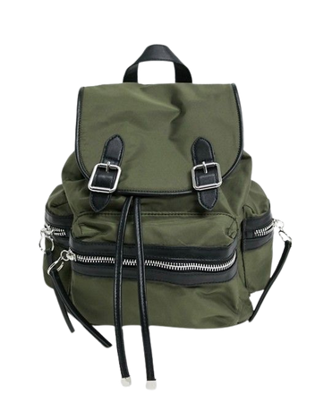 Topshop nylon backpack in khaki | ASOS